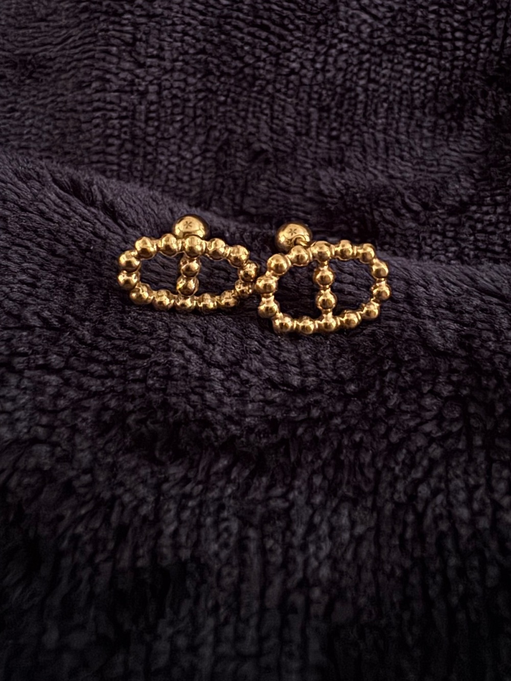 Gold Beaded Heart Stud Earrings - Women Jewelry
